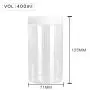 Hochwertige Kunststoff-14 oz (400ml) Klare Rund PET-Glasbehälter mit weißem Kunststoff Schraubverschluss – Lebensmittelbehälter, versiegelt, Durchmesser 71mm, Höhe 125mm, mit Induktion Versiegelungspad, mehrere Deckelfarben verfügbar.