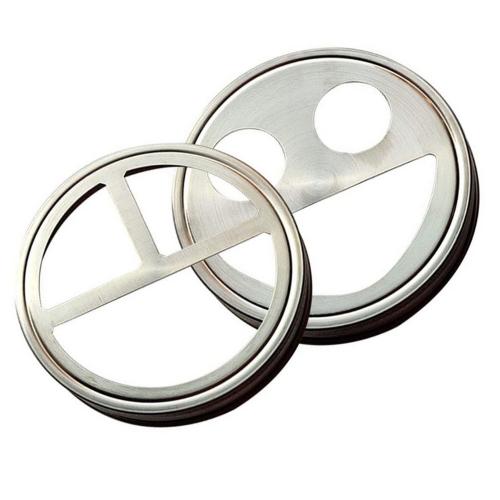 2 Pcs Stainless Steel mason jar lid for wide mouth 86mm, applicable for tooth brush and tooth paste, bathroom