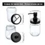 Glasbehälter-Zubehör Set (2 Sets) – Mason Jar nicht enthalten – Seifenspender, Zahnbürstenhalter und Apothekerspender Deckel für Standard Mason Jar – Rostfreier Edelstahl, Schwarz