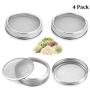 4 Pack Stainless Steel Sprouting Jar Strainer Lids - Regular Mouth Mason Jar Screen Sprouting Kit Lids - for Growing Bean, Broccoli, Alfalfa, Salad Sprouts and More