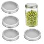 4 Pack Stainless Steel Sprouting Jar Strainer Lids - Regular Mouth Mason Jar Screen Sprouting Kit Lids - for Growing Bean, Broccoli, Alfalfa, Salad Sprouts and More