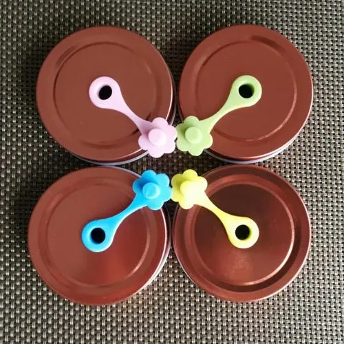 4 Pieces MASON JAR Lids with Straw Hole Metal Steel Regular Mouth Canning Cover Reusable Leakproof Storage Cap Home Kitchen Birthday Party Wedding Drinking Supplies (Rose Golden, 70mm) with insert