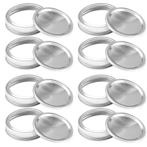 8 Ensembles de Ronces Mason Type Régulier en Acier Inoxydable Réutilisables, Joints Étanches, Bouchons de Rangement avec Joints en Silicone pour Ronces Type Régulier (70mm) et Ronces à Large Bouche (86mm)