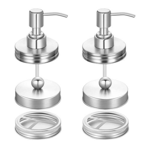 2 sets Soap Dispenser Lids,  slotted lid, apothecary lid, Stainless Steel Mason Jar Soap Dispenser Lotion Dispenser Pump Soap Dispenser Lids Rustproof Bathroom Accessories