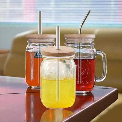 Wide Mouth and Regular Mouth Bamboo Mason Jar Lids with Straw Hole Reusable Bamboo Caps Leak-Proof Glass Canning Drinking Storage Jars Lid Covers 1pcs