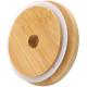 Wide Mouth and Regular Mouth Bamboo Mason Jar Lids with Straw Hole Reusable Bamboo Caps Leak-Proof Glass Canning Drinking Storage Jars Lid Covers 1pcs