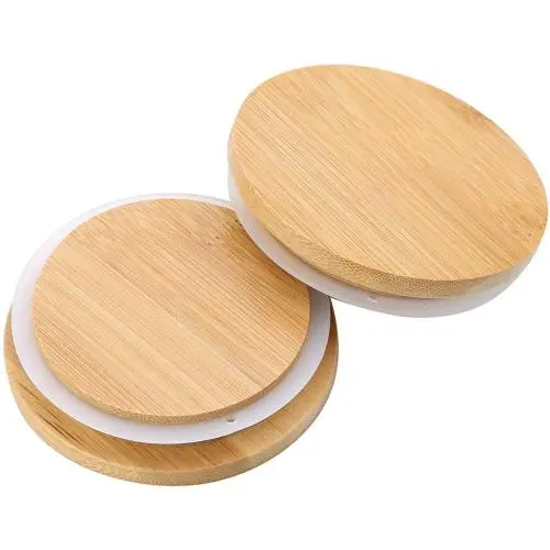 Bambus Mason Gläser Deckel, Wiederverwendbare Bambus Mason Konservierung Gläser Deckel Kompatibel mit Weite Mund und Normaler Mund Mason Konservierungsgläser 1 Stück