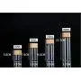 Glas Lebensmittelbehälter Set, 37mm, 25ml, 50ml, 70ml, 90ml, luftdichte Glaskonserven mit Bambus Holz Schraubdeckel – Küchenbehälter für Zucker, Süßigkeiten, Kekse, Reis und Gewürze