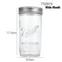 Vollständige Familien-Ballen-Glas-Mason-Jar-Sammlung, Weite und Normale Öffnung, 125ml, 230ml, 250ml, 480ml, 750ml, 1000ml