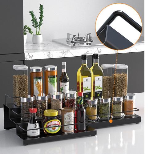 Multi-layer Metal Spice Rack Organizer, adjustable stepper and draws. Compact design