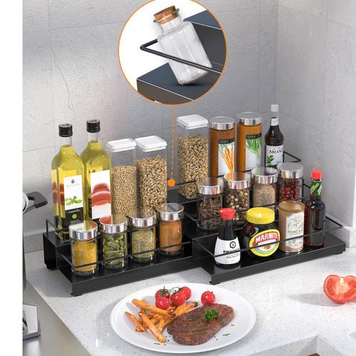 Multi-layer Metal Spice Rack Organizer, adjustable stepper and draws. Compact design