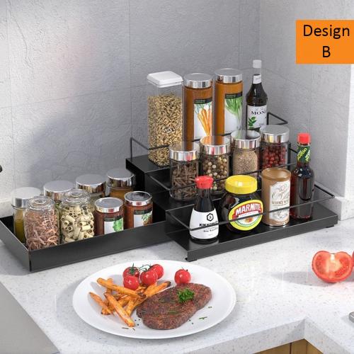 Multi-layer Metal Spice Rack Organizer, adjustable stepper and draws. Compact design