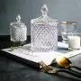 Rainie Love Home Grundnahrungsmittel Aufbewahrung Set – Kristall Diamant Facettierte Glasbehälter mit Kristalldeckel, Geeignet als Süßigkeitenbehälter, Keksdose, Biskuitbehälter, dekorativer Süßigkeitenbehälter – 12 OZ – Klein und 16 OZ Groß