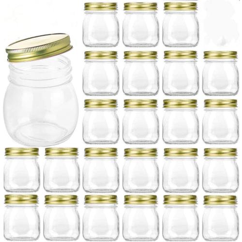 Anchor Hocking 10 Oz Home Canning Jars with Metal Lids and Rings Clear 24packs, golden lids