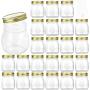 Anchor Hocking 10 Oz Home Canning Jars with Metal Lids and Rings Clear 24packs, golden lids