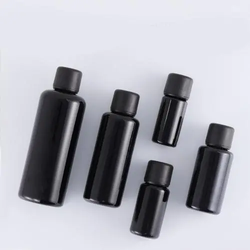 Bouteille en verre noire mat 10ml, 15ml, 30ml, 50ml, 100ml, 200ml - Conteneur de luxe réutilisable pour cosmétiques. Bouteille en verre noire mat 10ml, 15ml, 30ml, 50ml, 100ml, 200ml - Conteneur de luxe réutilisable pour cosmétiques.