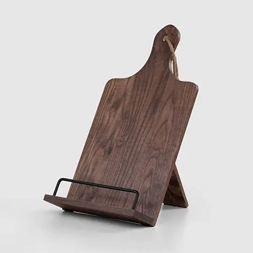 Küchenregal für iPad Tablet – Rezeptbuchhalter, rustikale Holz-Schneidebretteffekt