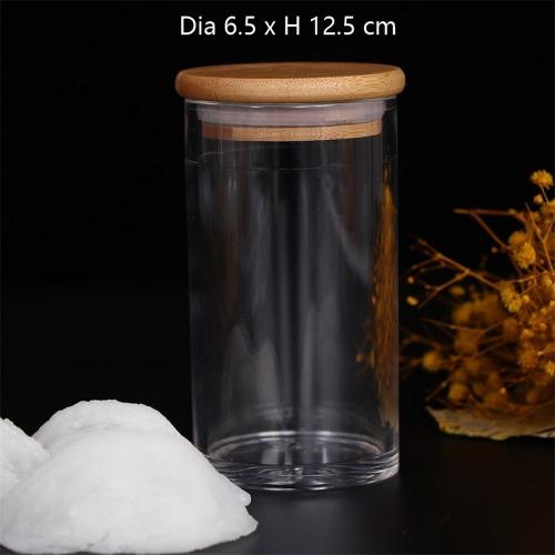 250ml, 9 oz Clear Acrylic Storage Jars Containers with Airtight Seal Bamboo Lid for Bulk Food Storage, Modern Design Kitchen Canisters Coffee Beans Jar 