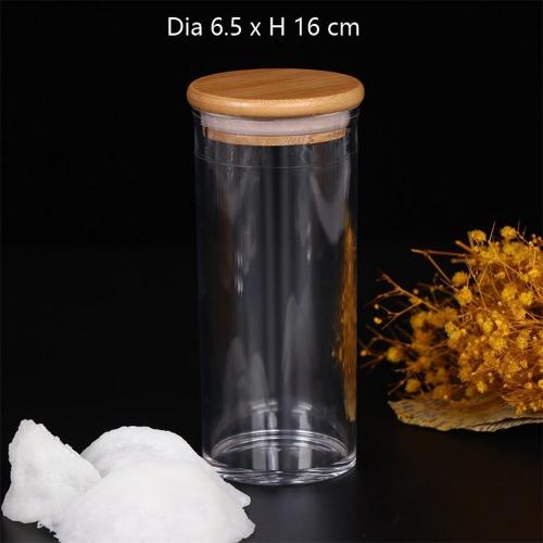 350ml, 12 oz Clear Acrylic Storage Jars Containers with Airtight Seal Bamboo Lid for Bulk Food Storage, Modern Design Kitchen Canisters Coffee Beans Jar 