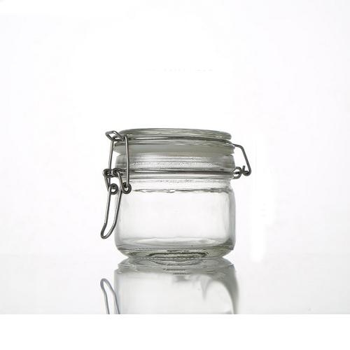 250ml Glass Kitchen Storage Canister Mason Jars with Lids, Airtight Glass Canister with Hinged Lid，Perfect for Kitchen Canning Cereal,Pasta,Sugar,Beans