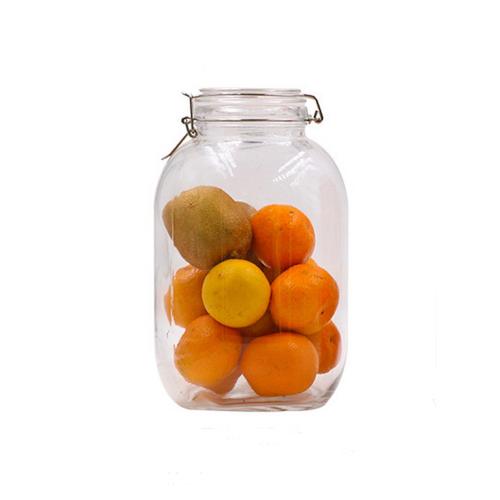 3800ml Glass Kitchen Storage Canister Mason Jars with Lids, Airtight Glass Canister with Hinged Lid，Perfect for Kitchen Canning Cereal,Pasta,Sugar,Beans