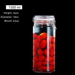 New 1500ml Cylinder Glass Kitchen Storage Canister Mason Jars with Lids, Airtight Glass Canister with Hinged Lid，Perfect for Kitchen Canning Cereal,Pasta,Sugar,Beans