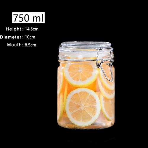 New 750ml Cylinder Glass Kitchen Storage Canister Mason Jars with Lids, Airtight Glass Canister with Hinged Lid，Perfect for Kitchen Canning Cereal,Pasta,Sugar,Beans