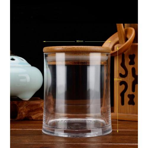 350ml, 12 oz Clear Acrylic Storage Jars Containers with Airtight Seal Bamboo Lid for Bulk Food Storage, Modern Design Kitchen Canisters Coffee Beans Jar 