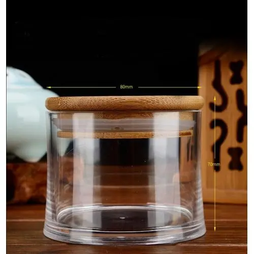 Bouteilles en acrylique transparentes de 180 ml, 6 oz avec couvercle en bambou étanche pour le stockage de denrées alimentaires en vrac, design moderne, contenants en pot en céramique pour café en vrac Bouteilles en acrylique transparentes de 180 ml, 6 oz avec couvercle en bambou étanche pour le stockage de denrées alimentaires en vrac, design moderne, contenants en pot en céramique pour café en vrac