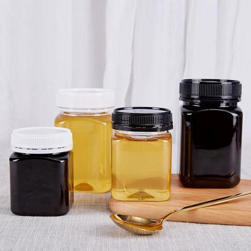 Plastic honey jar anti-theft bottle square wide-mouth bottle 250g dark thickened 500g pet plastic honey bottle