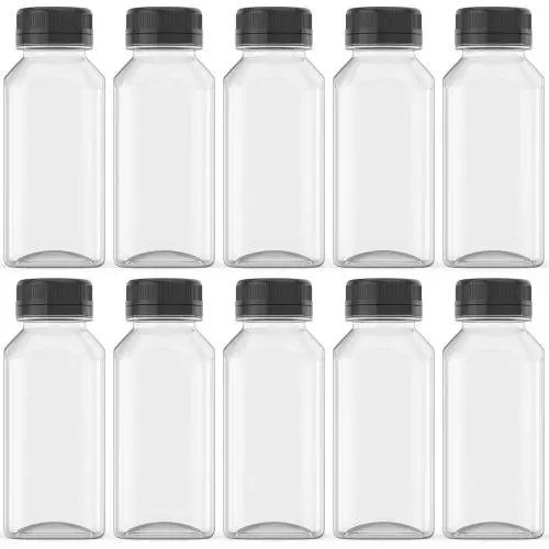 HNXAZG 10 Pcs 4 oz and 8 Oz Plastic Juice Bottles Empty Clear Containers with Tamper Proof Lids for Juice, Milk and Other Beverage HNXAZG 10 Pcs 4 oz and 8 Oz Plastic Juice Bottles Empty Clear Containers with Tamper Proof Lids for Juice, Milk and Other Beverage