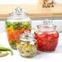 Glass Candy Jar with Ribbed Accents and Tight-Sealing Lid, 650ml, 1250ml, 2200ml Glass Candy Jar with Ribbed Accents and Tight-Sealing Lid, 650ml, 1250ml, 2200ml