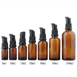 SYBL 10PCS Empty Refillable Amber Glass Pump Press Bottles Cosmetic Storage Container Vial Jars Holder Pot For Makeup Lotion Emulsion Serum