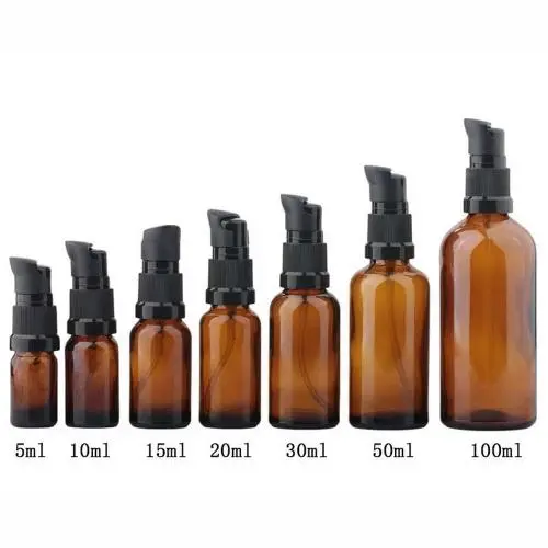 SYBL 10 Stück Leere Refillbare Bernstein Glas Pumpflaschen Kosmetik Lagerbehälter Flasche Gläser Dose Für Make-up Lotion Emulsion Serum