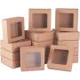 20 Packs Square Kraft Paper Gift Boxes Drawer Box with PVC Window Lid for Birthday Party Favor Treats Bakery and Candy