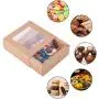 20er Pack Quadratische Kraftpapier Geschenksäcke mit PVC-Deckel für Geburtstagspartikel, Süßigkeiten und Backwaren