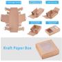 20 Packs Square Kraft Paper Gift Boxes Drawer Box with PVC Window Lid for Birthday Party Favor Treats Bakery and Candy