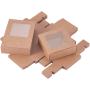 20 Packs Square Kraft Paper Gift Boxes Drawer Box with PVC Window Lid for Birthday Party Favor Treats Bakery and Candy