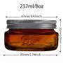 Ball Amber Glass Wide Mouth Mason Jars (8 oz) 4 Pack. With Airtight lids and Bands - Amber Canning Jar - UV light Protection - Microwave & Dishwasher Safe