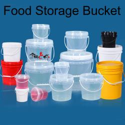 Set of 4 With Hand Plastic Rice Bucket Moisture Proof 4 Litre and 5 Litre Kitchen Rice Storage Jars for Candy, Cookie, Rice, Sugar,Flour,Snacks Keeping Food Dry & Fresh