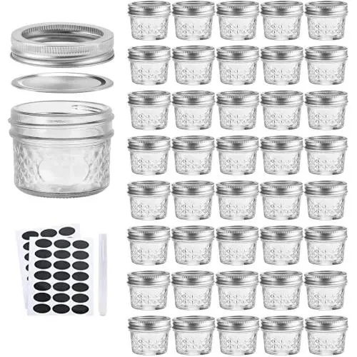 Accguan 4oz / 120ml Glasbehälter, Marmeladenbehälter mit Deckel und Untertasse, Set von 40