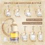 BBTO 200 Pcs Hanging Car Diffuser Bottle Bulk Empty Clear Glass Perfume Bottles Air Freshener Pendant for Essential Oils Fragrance Aromatherapy Car Interior Ornament Decoration (Mixed Style)