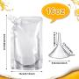 Meanplan 100 Pcs Plastic Flasks Pouches Bulk Reusable Plastic Pouches Leak Proof Juice Pouches Bags with Funnel for Travel Adults Women Men, volume from 3.5oz to 32oz
