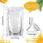Meanplan 100 Pcs Plastic Flasks Pouches Bulk Reusable Plastic Pouches Leak Proof Juice Pouches Bags with Funnel for Travel Adults Women Men, volume from 3.5oz to 32oz