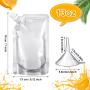 Meanplan 100 Pcs Plastic Flasks Pouches Bulk Reusable Plastic Pouches Leak Proof Juice Pouches Bags with Funnel for Travel Adults Women Men, volume from 3.5oz to 32oz