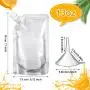 Meanplan 100 Pcs Plastic Flasks Pouches Bulk Reusable Plastic Pouches Leak Proof Juice Pouches Bags with Funnel for Travel Adults Women Men, volume from 3.5oz to 32oz