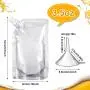 Meanplan 100 Pcs Plastic Flasks Pouches Bulk Reusable Plastic Pouches Leak Proof Juice Pouches Bags with Funnel for Travel Adults Women Men, volume from 3.5oz to 32oz