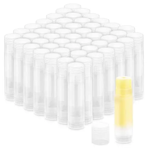 50 Stück Twist-up Lippenbalsam-Tubes, Leere Kunststoff Lippengloss-Behälter, Rotierbare Deodorant-Behälter für DIY-Lippenstift, Lippenbalsam und DIY-Festparfüm, Klar