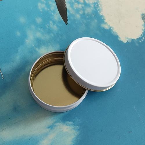 Mini Metal Tin 4 oz Shallow Round Tins with Solid Slip Lids Empty Tin Containers Cosmetics Tins Party Favors Tins and Food Storage Containers (White)