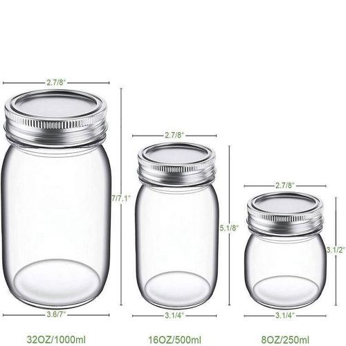 32 oz Regular Mouth Mason Jars, 1000ml Glass Jars with Metal Airtight Lids Clear Containers Canning Jars for Storage Overnight Oats, Jam, Honey, Salads, Yogurt, Spices